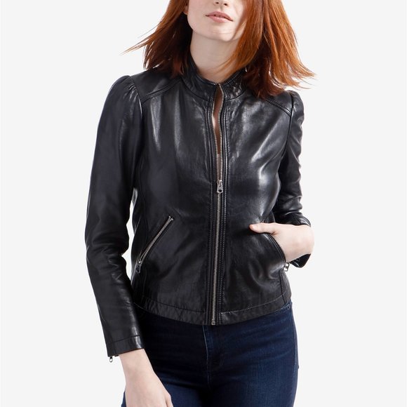 Lucky Brand Jackets & Blazers - Black Lucky Brand Puff-Sleeve Leather Jacket (NWT)